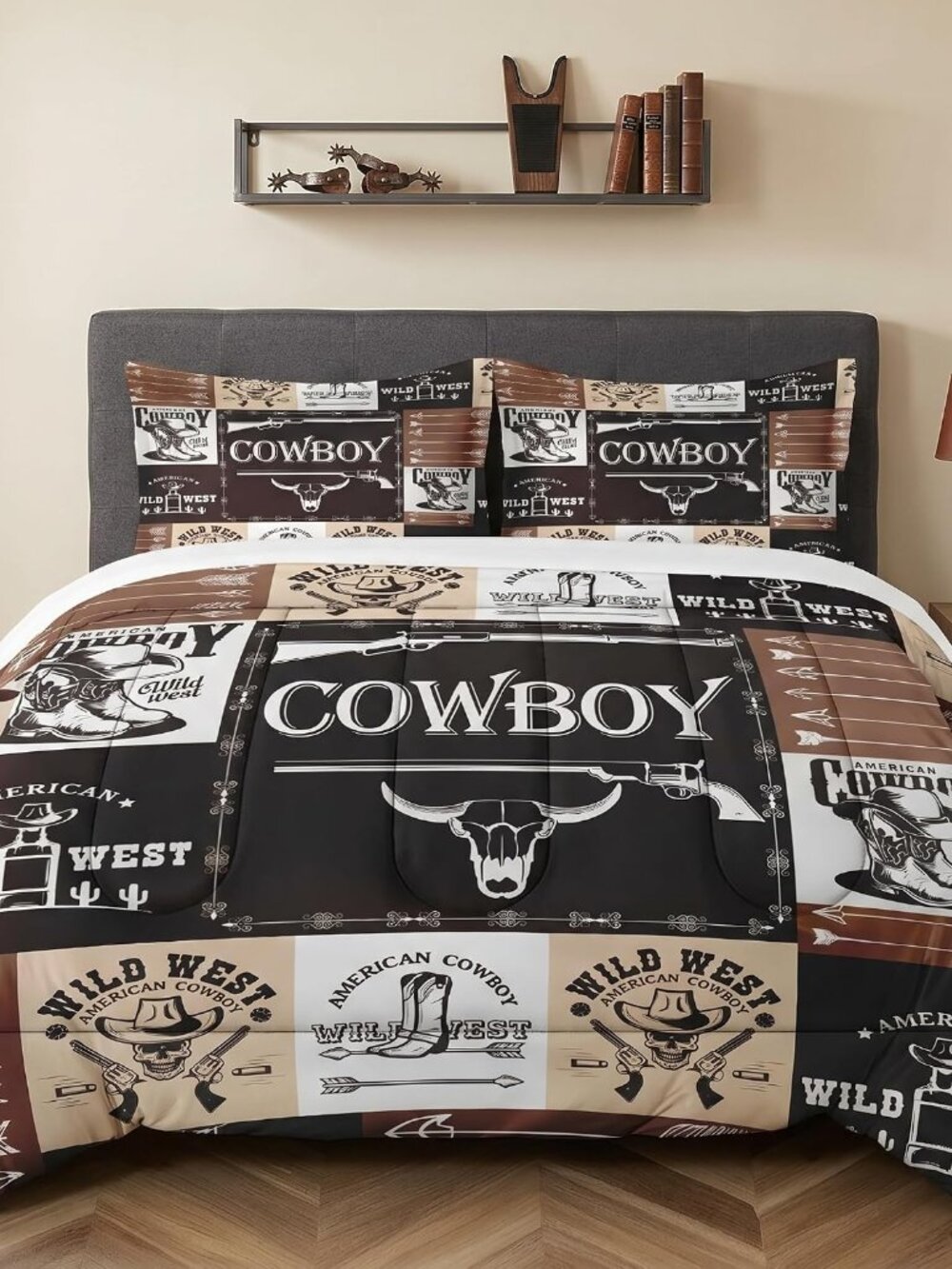 Twin Comforter Set, 2 Pieces Western Cowboy Bedding, All Season